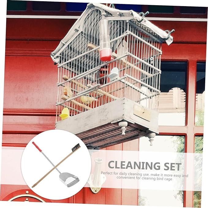 Totority 2pcs Bird Cage Cleaning Brush Set Random Tools for Parrot and Pet Cages for Easy Cleanup of Bird Droppings and Debris Handle Design for Convenient Use