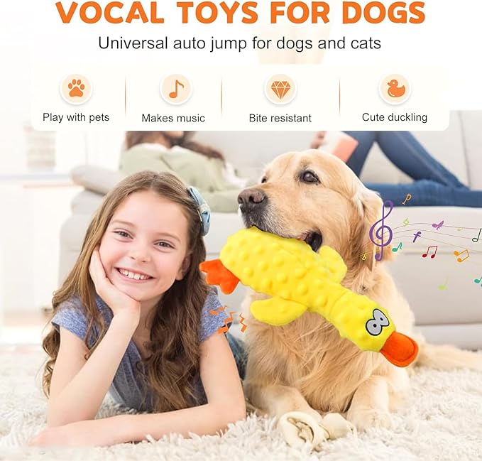 Calming Duck for Dogs, Interactive Squeaky Dog Chew Toy with Built-in Squeaker, Stuffed Duck Dog Squeaky Toy to Keep Them Busy for Small, Medium & Large Dogs Cats
