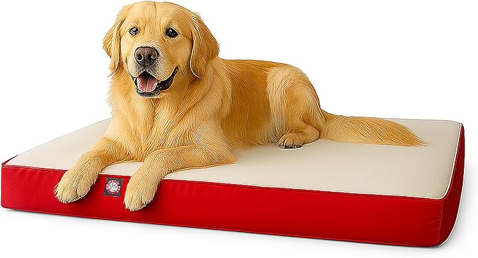 Majestic Pet 48x34x3 Inch Red Orthopedic Memory Foam Rectangle Dog Bed – Large Size Crate Dog Bed for Dogs with Joint Pain, Arthritis – Durable Pet Mattress with Egg Crate Foam, Washable Cover
