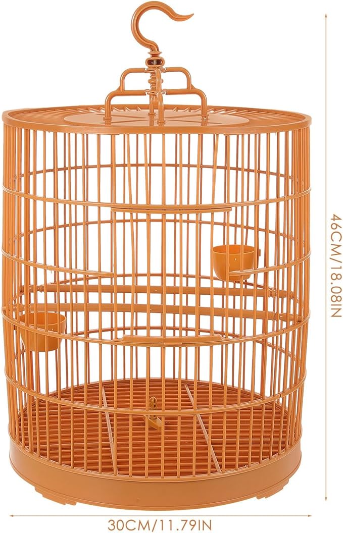 FRCOLOR Hanging Plastic Bird Cage for Small Pets, Decorative Round Top Cage, Outdoor Suitable Pet Birdcage with Hanging Design for Parrots and Cockatiels