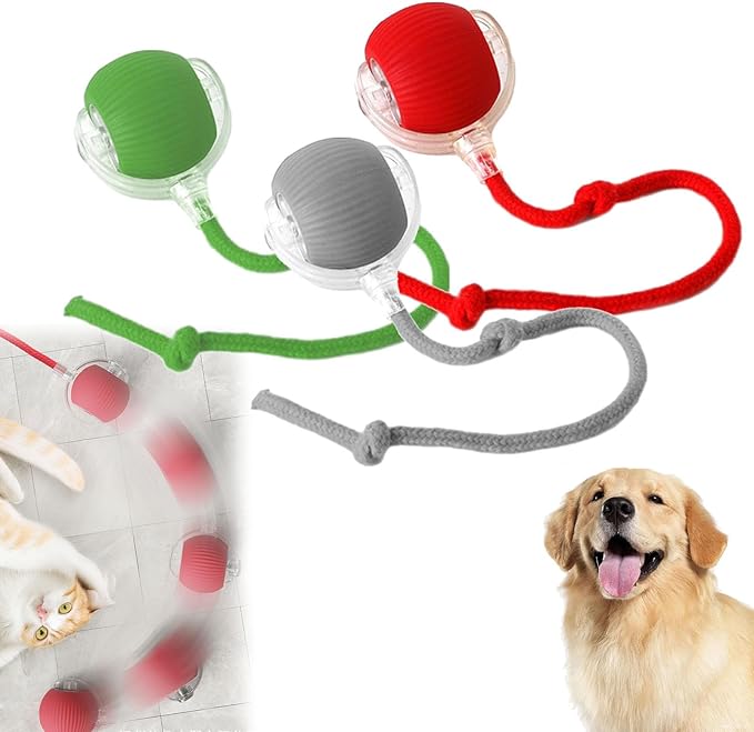 Smart Motion Pet Ball V2, Smart Interactive Rolling Pet Ball, Automatic Obstacle Avoidance ＆ Quiet Cat Toy with a Long Tail, The Ultimate Boredom-Buster for Both Cats and Dogs (3 Mix)