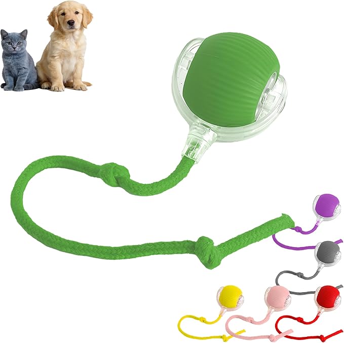 Smart Tiny Fetch Dog Toy, Interactive Cat Toys Ball with Smart Motion Sensor and Auto-Dodging for Bored Kitten Pet Cats Dogs (Green)