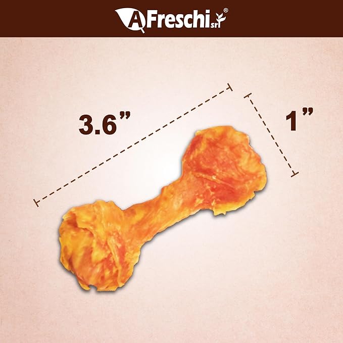 A Freschi srl Turkey Tendons for Dogs, USA-Sourced, Healthy Dog Treats, Rawhide-Free Puppy Chews, Long Lasting, All Natural, Hypoallergenic Dog Treats for Small Breeds, 40 Count Box Bone (S)