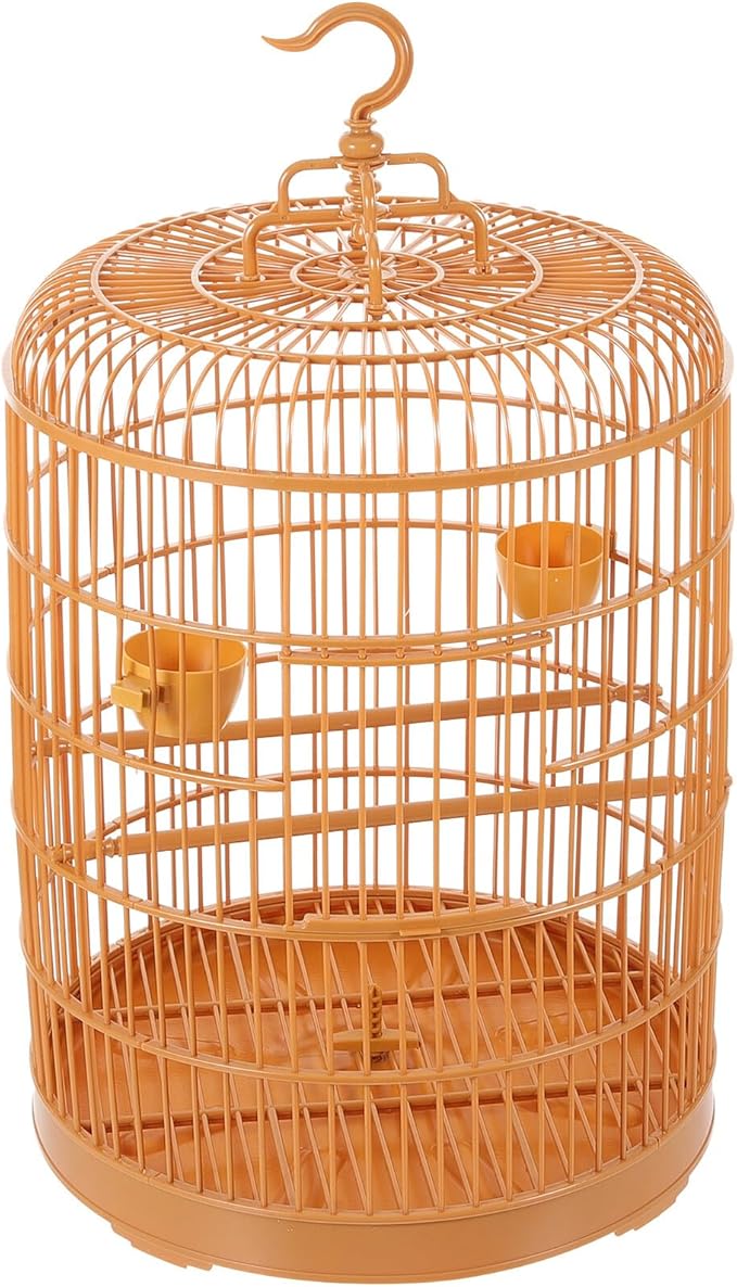 SHINEOFI Plastic Hanging Bird Cage Featuring Lockable Door and Spacious Round Design Decorative Small Animal Cage for Parakeets Finches and Doves Pet Birdcage for Comfortable Indoor Use