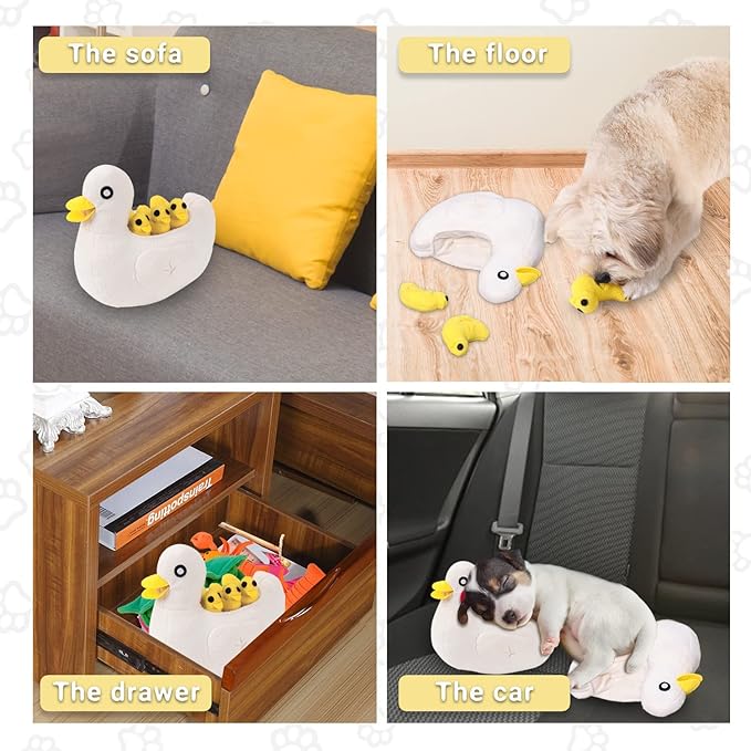 Pet Snuffle Mat for Dogs Cats Boredom, Dog Educational Sound Toys, Interactive Feed Game Toys, Encourages Natural Foraging Skills for Cats Dogs, Stress Relief, be Smarter (Duck & Little Duck)