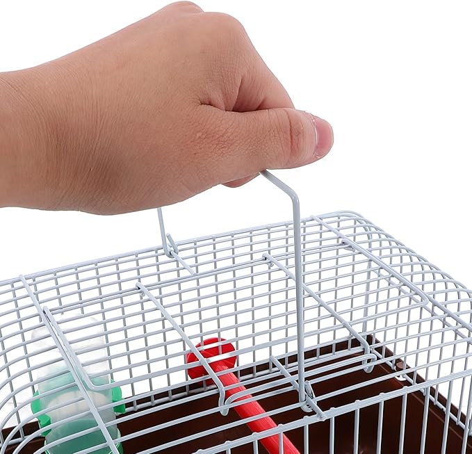 Portable Parrot Cage with Perch Food Tray Water Dispenser Lightweight Metal Bird Carrier for Cockatiels Parakeets Lovebirds Travel Outing Small Animal Crate