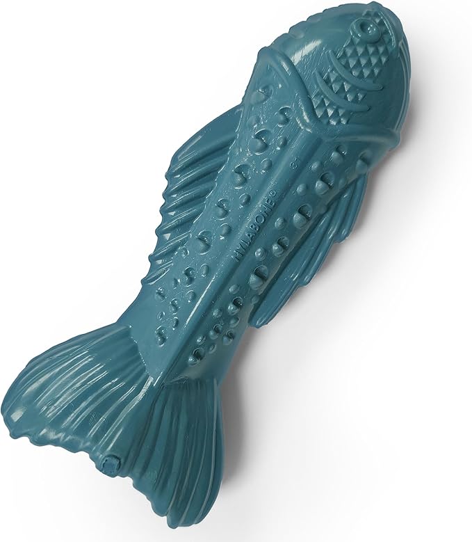 Nylabone Love Our Oceans Textured Fish Power Chew Toy for Dogs, Recycled & Sustainable Chew Bones for Dogs, Dog Toys Made in USA, Salmon Flavor, Medium Dog Toys - Up to 35 lbs, 1 Count
