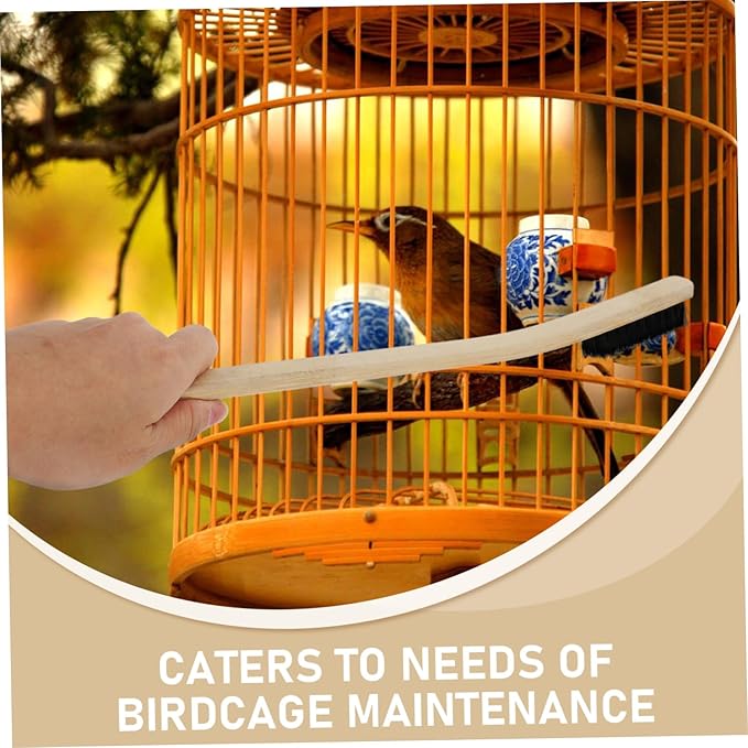 VICASKY 3pcs Bird Cage Cleaning Brush Wooden Handle Versatile Pet Cage Cleaner for Birdcages Parrots and Animals for Easy Maintenance and Quick Cleaning Sessions