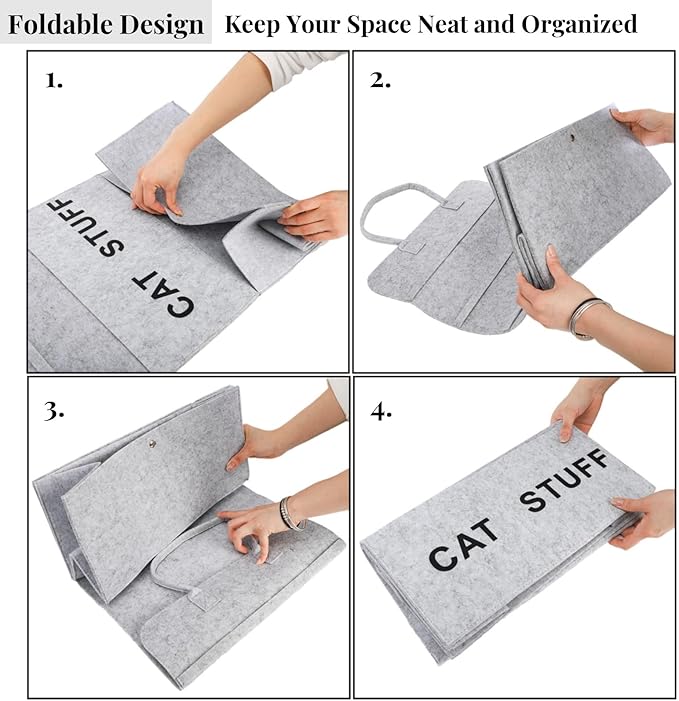 ZAVOOS 2 Pack Cat Wand Toy Storage Bag, Hanging Cat Teaser Holder for Neatly Organization, Durable Feather Pet Toy Organizer Bag with Handle for Indoor Pet Supplies, Feline Safety