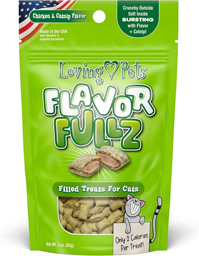 Loving Pets Flavorfullz Filled Treats for Cats, Chicken & Catnip 3 oz.