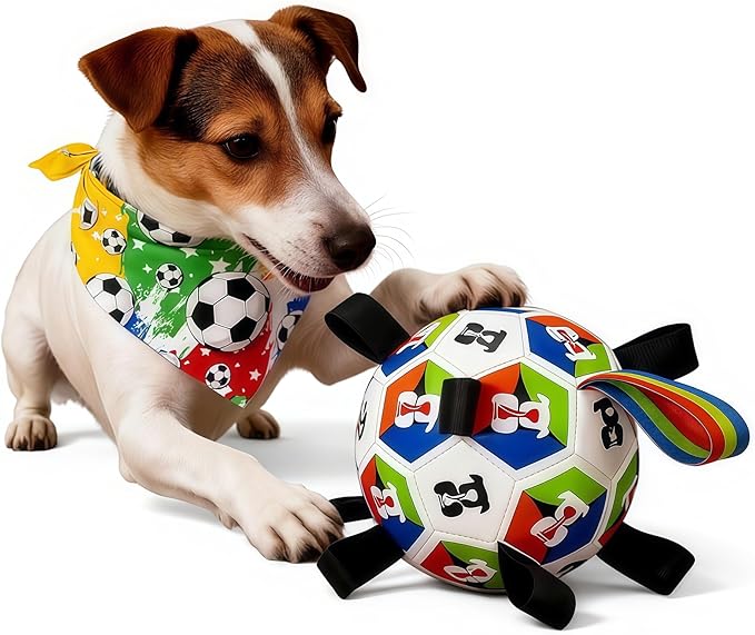 World Cup Soccer Ball Dog Toy, Durable and wear-Resistant, Suitable for Both Cats and Dogs, Ideal for Fetch Training, tug-of-war Games, Entertainment, and chew Toys for Puppies (6 inches).