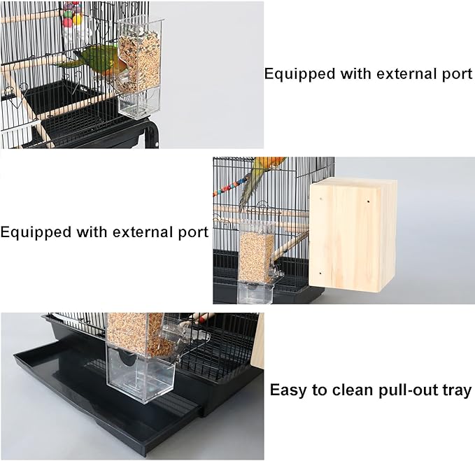 Bird Travel Cage-Lightweight Small Birds Starter Kit with Birdcages and Accessories Great for Parakeets Birds Parrotlets Finches Canaries Removable Plastic Tray Include，Blue