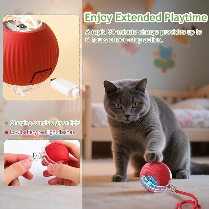 Interactive Rolling Dog Ball, 2026 New Self Rolling Dog Ball Interactive Cat Toys Automatic Cat Toy Self Moving Dog Toys, 360° Smart Automatic Toy Electric (Green)