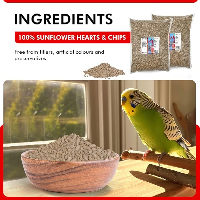 Morning Bird Sunflower Hearts & Chips 18 lbs (2-Pack, 9 lbs Each) – Premium Bird Seed with High Protein & Healthy Fat - Shelled Sunflower Hearts for Birds - Mess Free, Easy to Feed, Delicious Snack