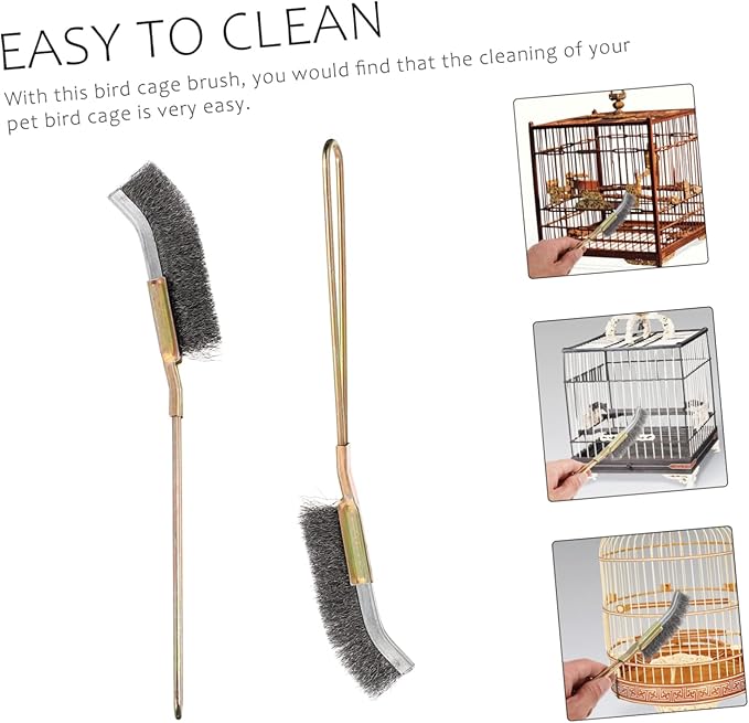 Housoutil 6pcs Cage Cleaning Brushes Handle Wire Brush Cleaner for Parrots Pet Supplies Hanging for Easy Storage and Convenient Use