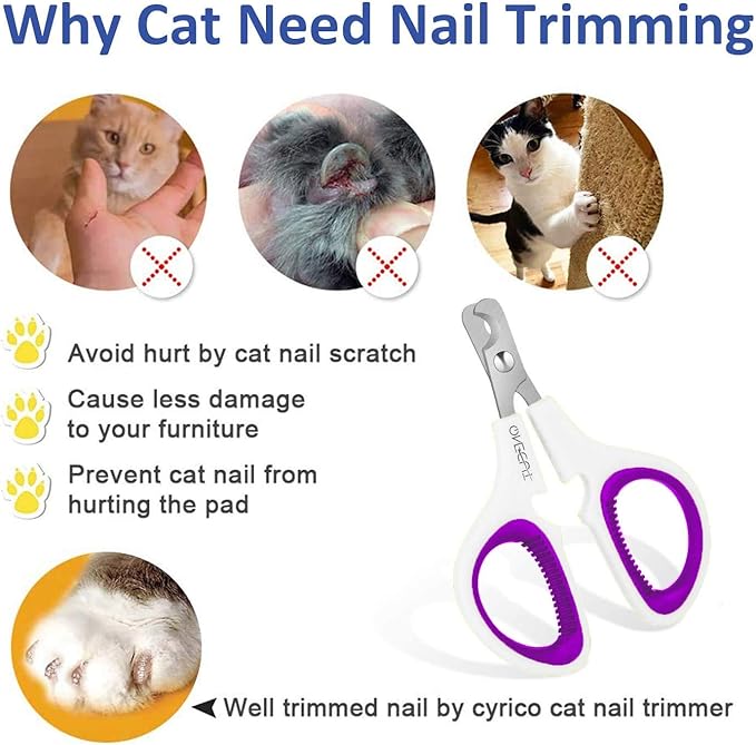 Pet Nail Clippers, Update Version Cat & Kitten Claw Nail Clippers for Trimming, Professional Pet Nail Clippers Best for a Cat, Puppy,Rabbit, Kitten & Small Dog,Sharp & Safe (Purple)
