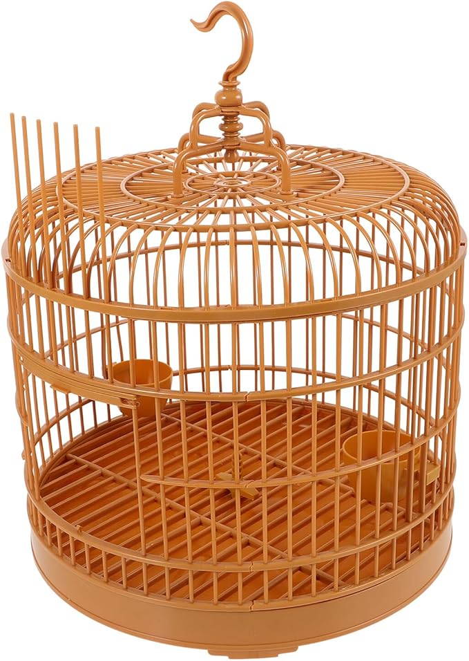 Yardwe Hanging Bird Cage for Small Parakeets and Parrots Plastic Dome Top Small Animal Cage with Handle Ornament for Pet Birds