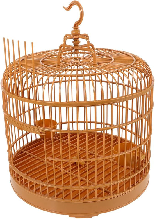 Yardwe Hanging Bird Cage for Small Parakeets and Parrots Plastic Dome Top Small Animal Cage with Handle Ornament for Pet Birds
