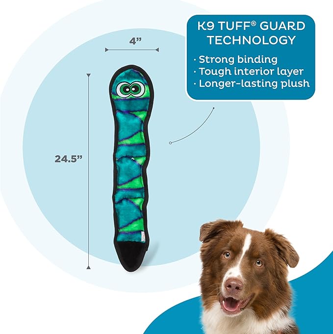 Outward Hound Invincibles 3 Squeak Sneak, Blue, Durable Dog Toy for Aggressive Chewers