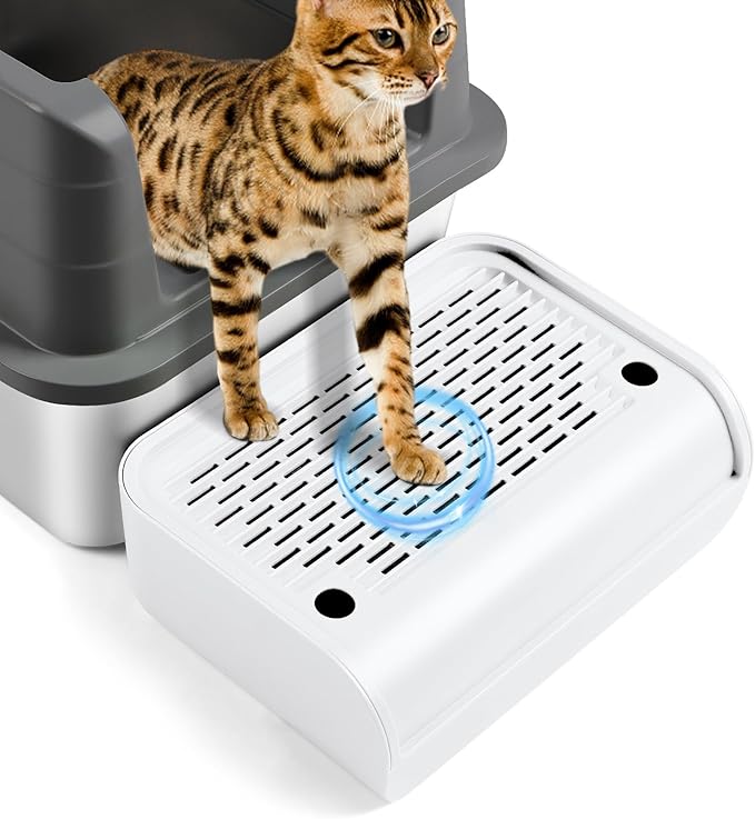 Cat Litter Box Step, Cat Litter Ramp Mat with Filter Function for Self-Cleaning Litter Box, Easy to Clean, Cats Pedal Step Stool Ideal for Kitten & Elderly Cats (White)