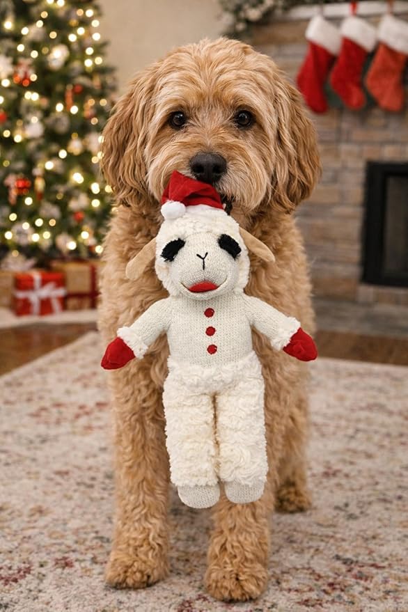 Multipet Dog Standing Holiday Lamb Chop with Santa Hat (Small (8"))