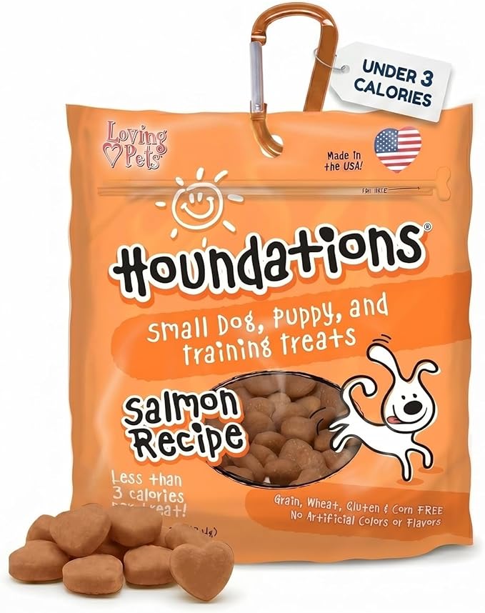 Loving Pets Houndations Salmon Dog Training Treats | All Natural | 2.6 Calories Per Treat | Grain-Free, Wheat-Free, Gluten-Free & Corn-Free | For Small Dogs & Puppies, 4 oz