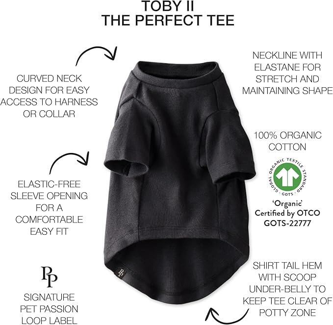 Pet Passion Toby II - The Perfect Tee, 3 Pack Short Sleeve Pet T-Shirt 100% Organic Cotton Tees Clothes for Small, Medium, Large Dogs, Gray Ombre, Small (10-25 lbs)