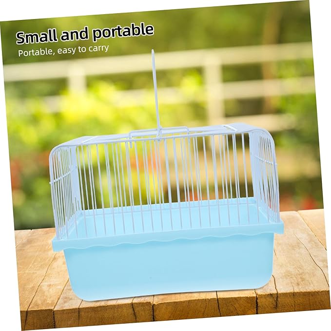 Happyyami Portable Bird Travel Cage for Small Animals Compact Carrier for Parakeets Lovebirds and Cockatiels Transparent Observation Window for Travel and Home Use