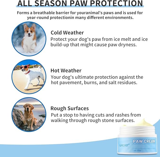 Nourishing Pet Paw Cream– Protects & Heals Dry, Cracked Paws – Natural & Safe for Dogs & Cats