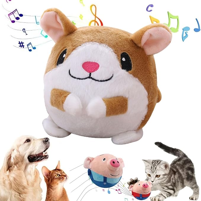 Interactive Dog Toys - Active Moving Pet Plush Toy Ball Washable Cartoon Electronic Bounce Toy Active Rolling Ball for Dog, Cats(F)