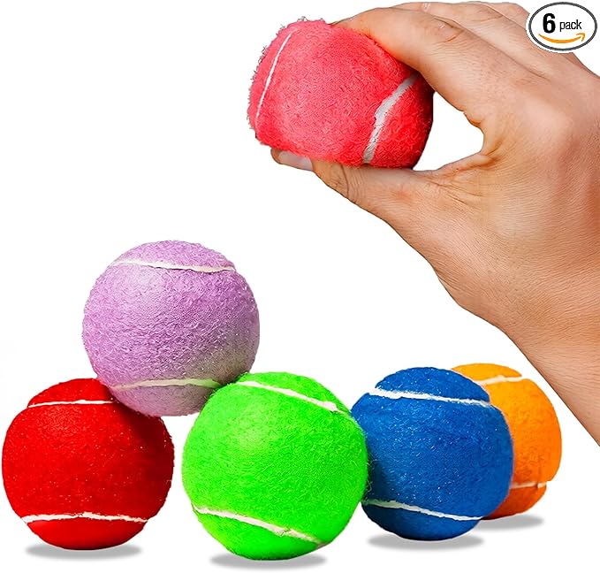 Squeaky Tennis Balls for Dogs 2.5 Inch - 6 Pack Dog Toy Balls - Non-Toxic Natural Rubber Squeaky Balls for Medium Dogs, Puppies, Fetch, Training - Durable Dog Ball