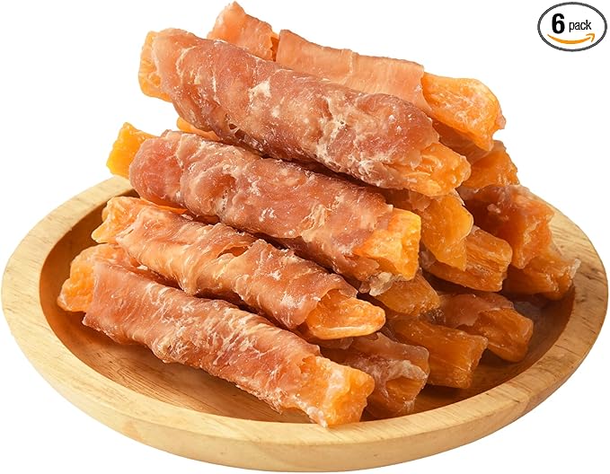 Dog Treats Chews, Chicken Wrapped Sweet Potato Strips, Gluten & Grain Free Dog Snacks for Training Rewards 10.6 oz