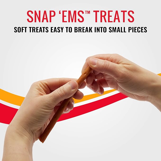 Good ‘n’ Tasty Triple Flavor Snap ‘EMS Gourmet Treats Variety Pack for All Dogs, 15 Count, Reward or Training Treat Made with Real Chicken, Duck and Beef