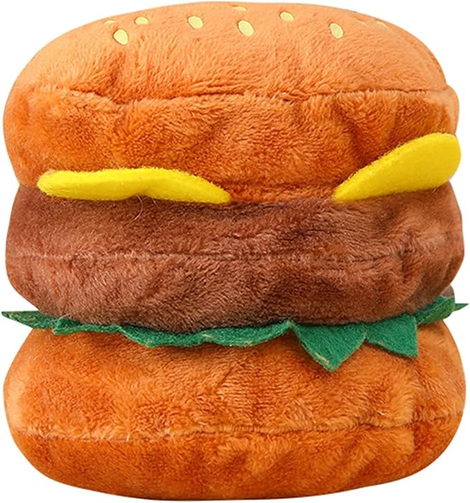 1pc Hamburger Shape Dog Squeaky Toy,Dog Squeak Toy for Pet Dogs Biteable Chewing Squeeze Hamburger Bone Toy Biting Resistant Cat Soft Pet for Dogs