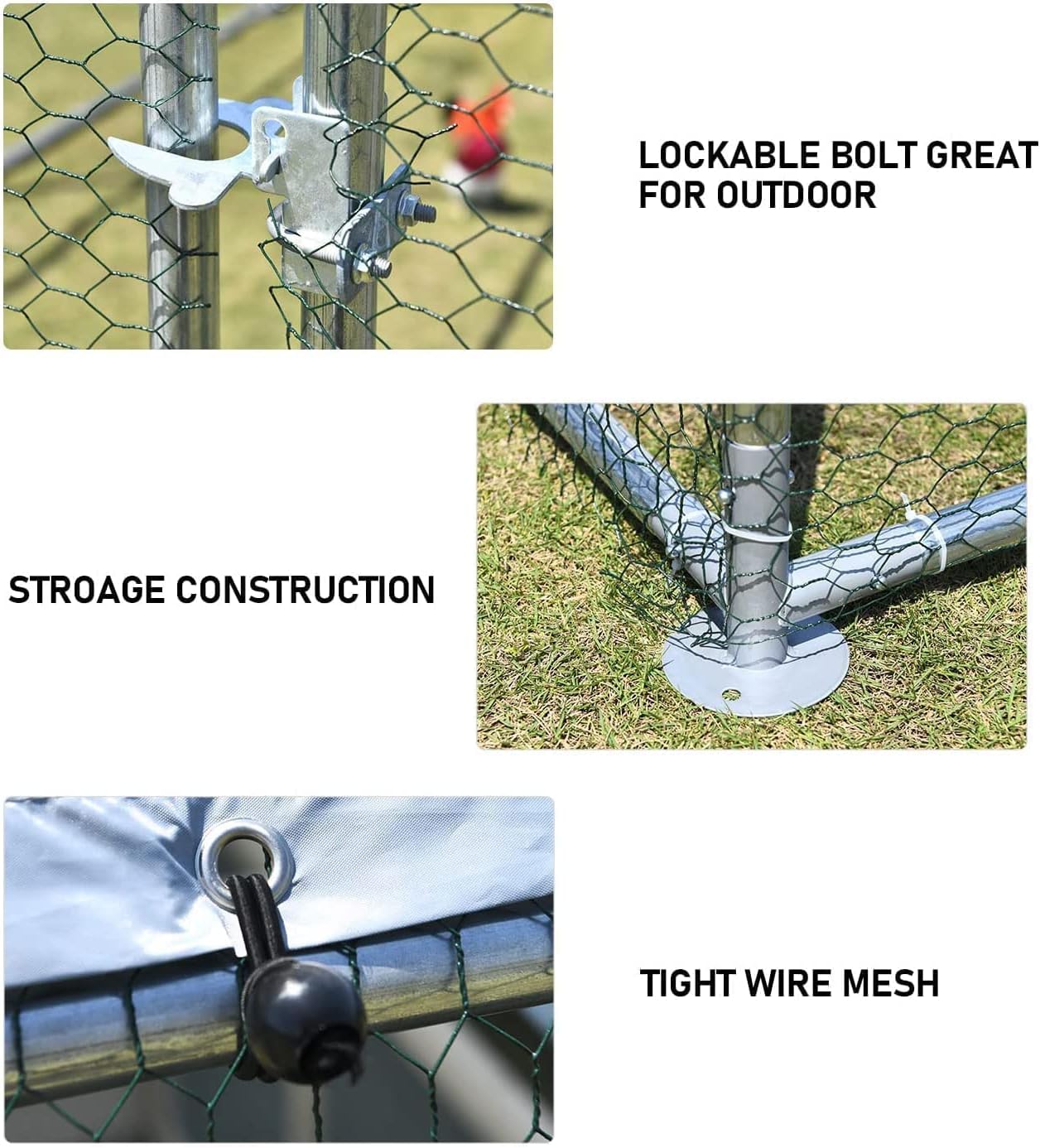 1.26’’ Large Metal Chicken Coop Walk in, Chicken Pen for Chickens, Outdoor Chicken Runs Coops Dog Kennel, Spire Roofed Chicken Runs for Yard with Anti-Ultraviolet Cover(9.8’Lx6.6’Wx6.4’H)