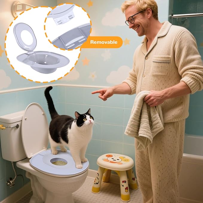 Cat Toilet Trainer, Cat Toilet Seat Training Kit Portable Litter Box Train Your Cats to Use The Toilets
