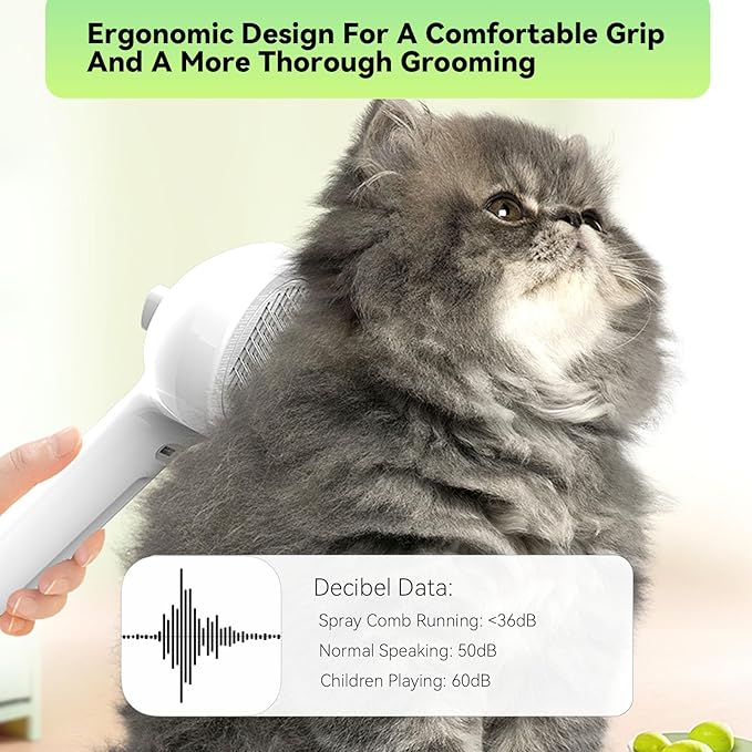 Pet Steam Brush, 3-in-1 Spray Hair Removal Comb for Dog and Cat, Steam for Shedding and Grooming, Spritz Defur Comb, Water Brush for Long & Short Haired Pets