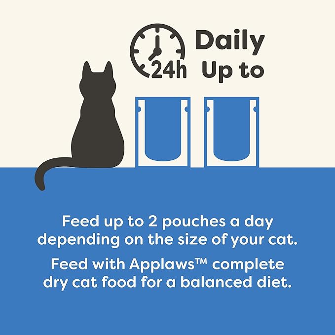 Applaws Natural Wet Cat Food in Broth, Limited and Natural Ingredients, High Protein with No Artificial Additives, Tuna Fillet & Salmon in Broth (12 x 5.3oz Pouches)