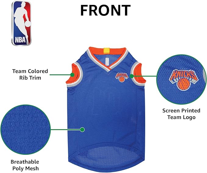 Pets First NBA NEW YORK KNICKS DOG Jersey, X-Large - Tank Top Basketball Pet Jersey