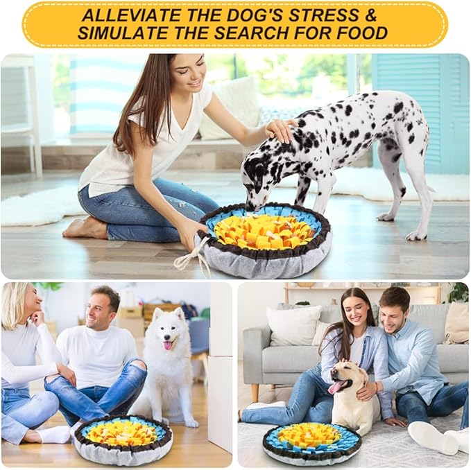 SZEE Snuffle Mat for Dogs, Adjustable Sniffing Mat for Smell Training and Slow Eating, Dog Snuffle Pad for Mental Stimulation and Enrichment, Interactive Toys for Pets (Yellow and Blue)