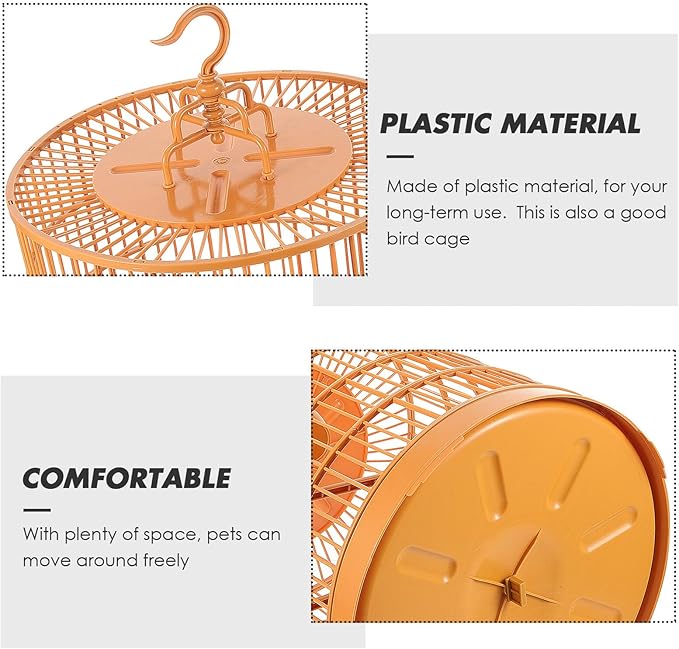 Toddmomy Plastic Bird Cage Hanging Parakeet Cage Round Top 30cm for Small Pet Birds Indoor Outdoor