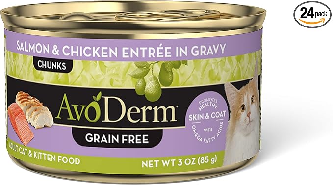 AvoDerm Natural Grain Free Salmon & Chicken Entrée in Gravy Wet Cat Food 3 oz
