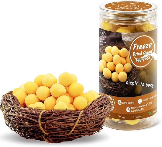 Dancing Tail Freeze Dried Cat and Dog Treats, Limited Ingredient Quail Egg Yolk Healthy Tasty Snacks for Training (4.6 Ounce)
