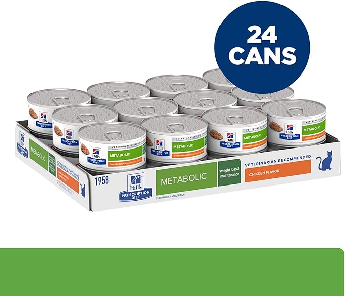 Hill's Prescription Diet Metabolic Weight Management Wet Cat Food, Chicken, 5.5 oz. Cans, 24-Pack
