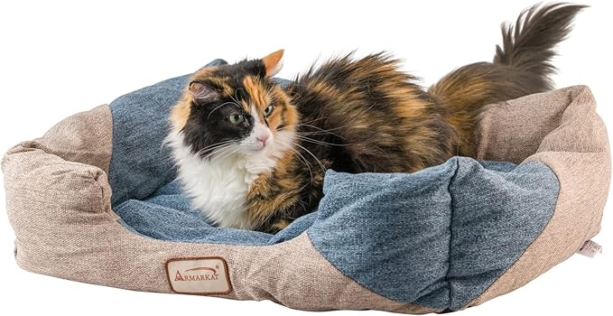 Armarkat C47 Cat Bed, One Size,Navy Blue, Beige