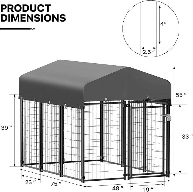 MoNiBloom Dog Kennels and Crates for Small/Medium Dogs, 4.6ft High Expandable Outdoor Dog Run Enclosure with Waterproof Cover, Galvanized Puppy Exercise Pen with Lock for Outside Home Yard, 10 Panels