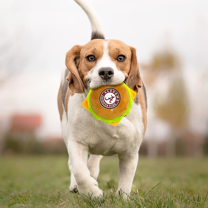 NCAA Alabama Crimson Tide Cheeseburger Plush Dog & CAT Squeak Toy- Cutest Stadium Hamburger Snack Plush Toy for Dogs & Cats with Inner Squeaker & Beautiful Football/Basketball Team Name/Logo