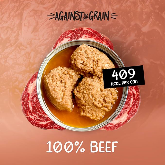Evanger's Against The Grain Nothing Else! 100% Beef Dog Food – 12 Count, 11 oz Each – Single-Ingredient Meatball Texture in Natural Broth – Wet Dog Food – Grain & Gluten Free