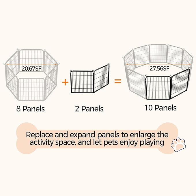 Topeakmart Dog Playpen Outdoor Puppy Exercise Pen Indoor Portable Pet Fence for Yard/RV Camping, 32 Inch 2 Panels