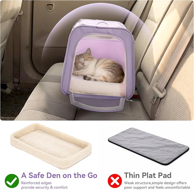 PETSFIT Large Cat Car Carrier with Patented Safety Buckles(19 x 12 x 12) – Roomy Escape-Proof for Safe Driving, Lockable Zippers & Safety Tether, Soft-Sided Travel Carrier for Road Trips & Vet Visits